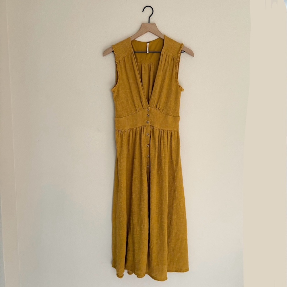 Free People Mustard Yellow Midi Dress